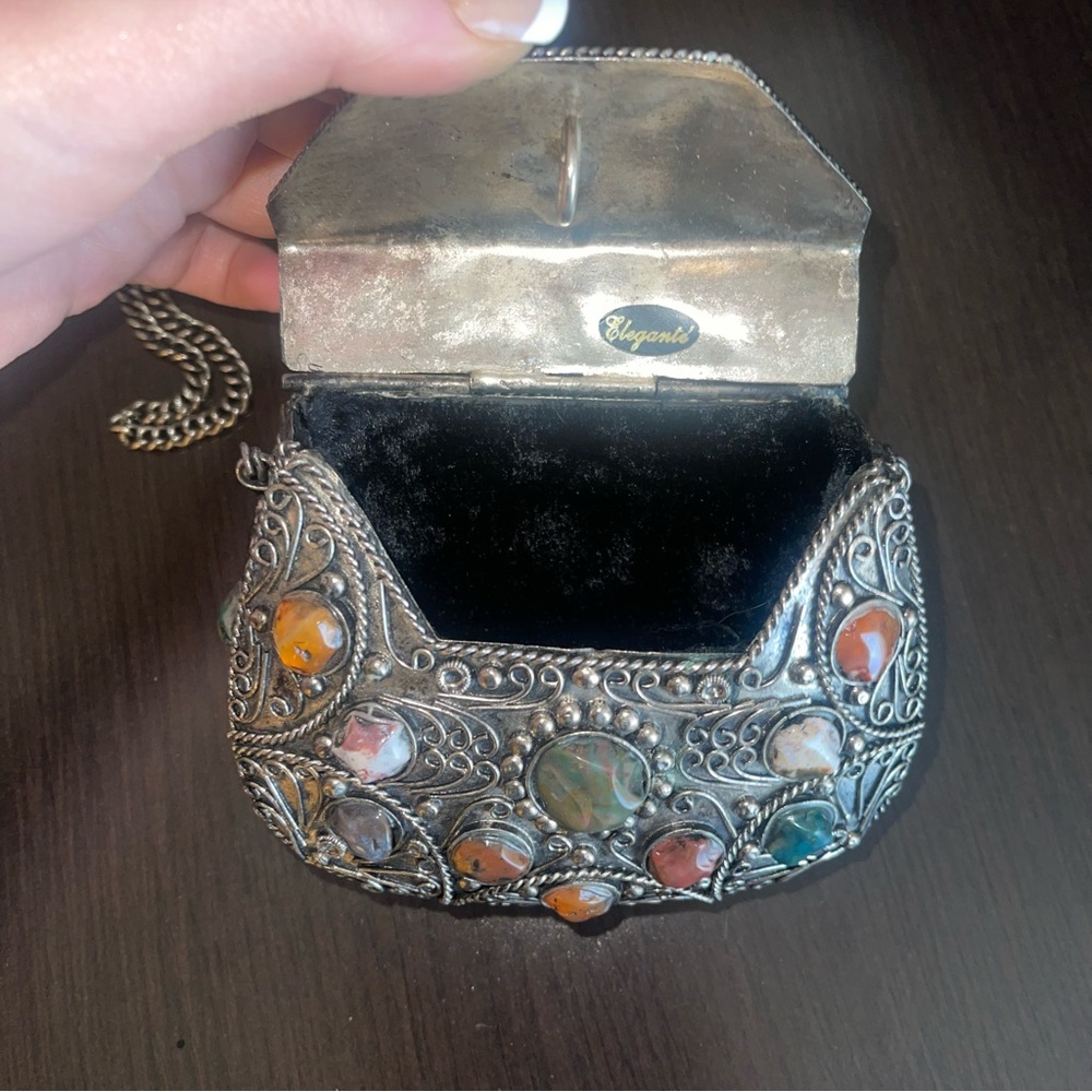 Vintage Metal Gemstone Crossbody Purse - Picture 6 of 8